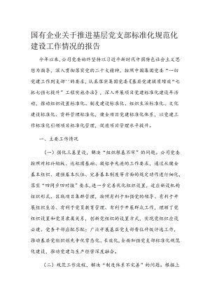 国有企业关于推进基层党支部标准化规范化建设工作情况的报告.docx