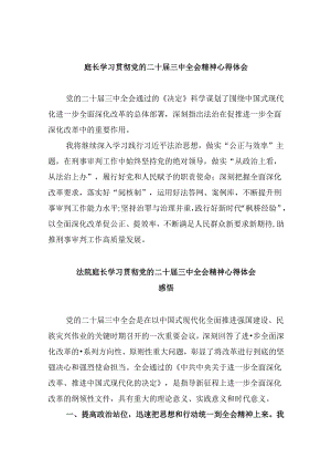 （11篇）庭长学习贯彻党的二十届三中全会精神心得体会集合.docx