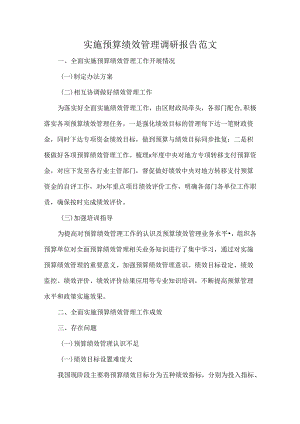 实施预算绩效管理调研报告范文.docx