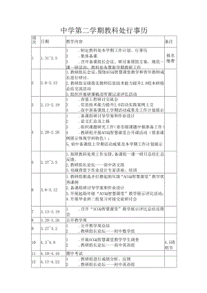 中学第二学期教科处行事历.docx