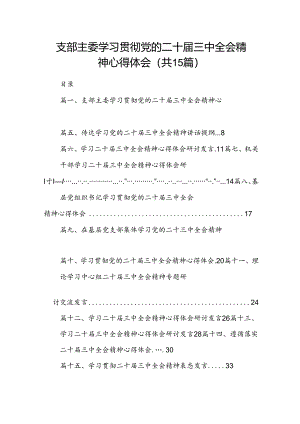 （15篇）支部主委学习贯彻党的二十届三中全会精神心得体会范文.docx