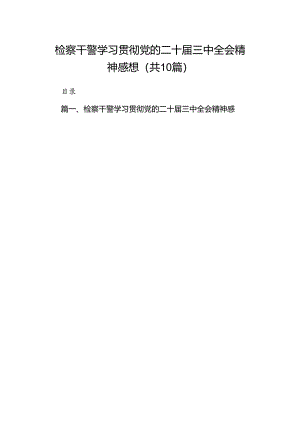 （10篇）检察干警学习贯彻党的二十届三中全会精神感想（精选）.docx