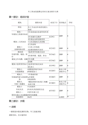 车工职业技能鉴定培训计划及教学大纲.docx