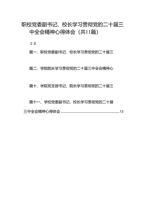 （11篇）职校党委副书记、校长学习贯彻党的二十届三中全会精神心得体会（详细版）.docx