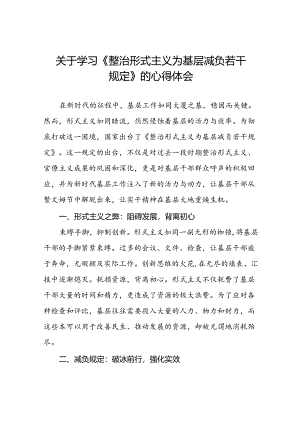 2024年关于整治形式主义为基层减负若干规定的学习感悟(15篇).docx
