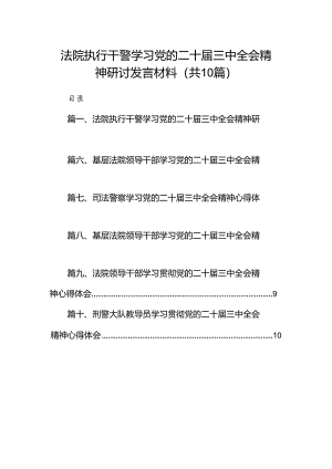 （10篇）法院执行干警学习党的二十届三中全会精神研讨发言材料范文.docx