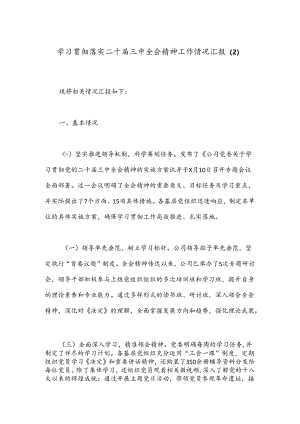 学习贯彻落实二十届三中全会精神工作情况汇报（2）.docx