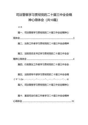 （10篇）司法警察学习贯彻党的二十届三中全会精神心得体会详细合集.docx