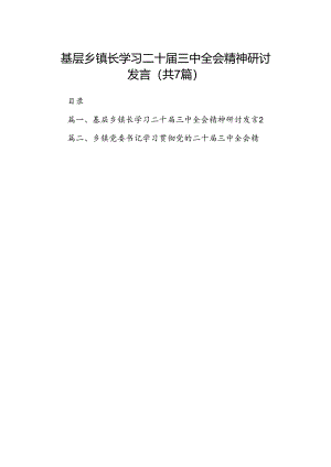 基层乡镇长学习二十届三中全会精神研讨发言（共7篇）.docx
