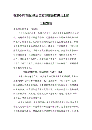 在2024年集团基层党支部建设推进会上的汇报发言.docx