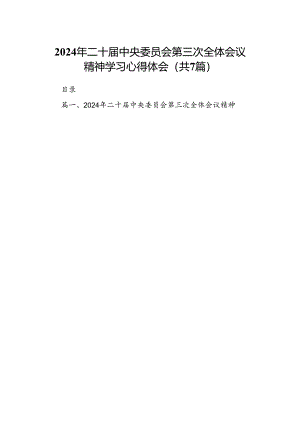 2024年二十届中央委员会第三次全体会议精神学习心得体会7篇（详细版）.docx