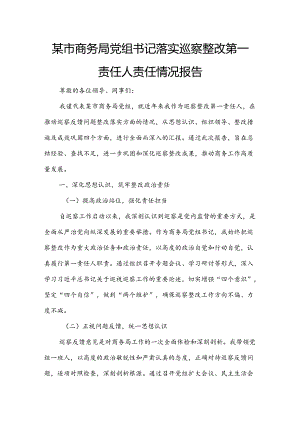 某市商务局党组书记落实巡察整改第一责任人责任情况报告.docx