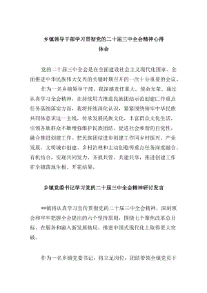 乡镇领导干部学习贯彻党的二十届三中全会精神心得体会8篇（精选）.docx