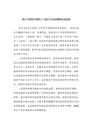 （7篇）审计干部学习党的二十届三中全会精神交流发言汇编.docx