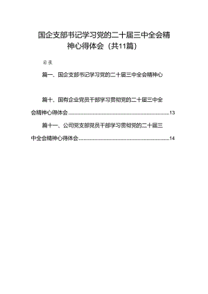 （11篇）国企支部书记学习党的二十届三中全会精神心得体会范文.docx