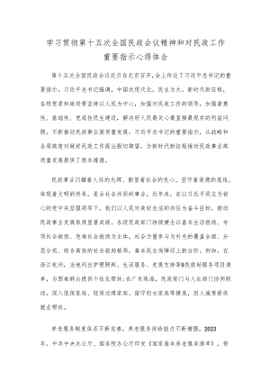 学习贯彻第十五次全国民政会议精神和对民政工作重要指示心得体会.docx