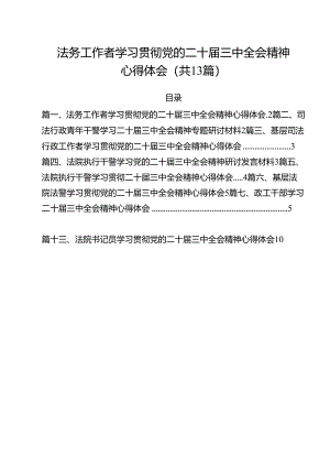（13篇）法务工作者学习贯彻党的二十届三中全会精神心得体会范文.docx