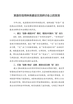 某县在信用体系建设交流研讨会上的发言.docx