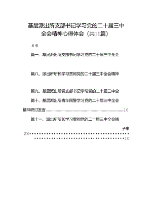 （11篇）基层派出所支部书记学习党的二十届三中全会精神心得体会集合.docx
