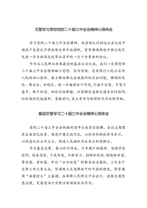 （9篇）交警学习贯彻党的二十届三中全会精神心得体会范文.docx