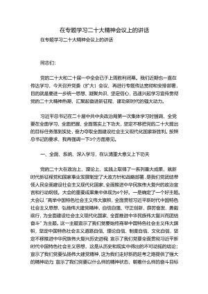 在专题学习二十大精神会议上的讲话.docx