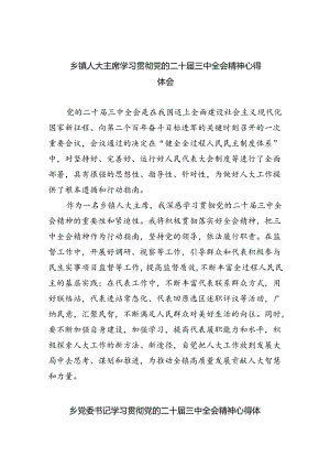 （9篇）乡镇人大主席学习贯彻党的二十届三中全会精神心得体会优选.docx