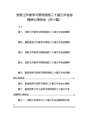（11篇）党务工作者学习贯彻党的二十届三中全会精神心得体会集锦.docx