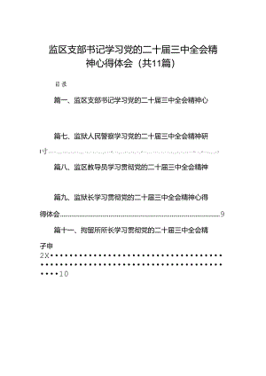 （11篇）监区支部书记学习党的二十届三中全会精神心得体会范文.docx