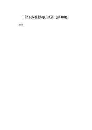 干部下乡驻村调研报告最新精选版【10篇】.docx
