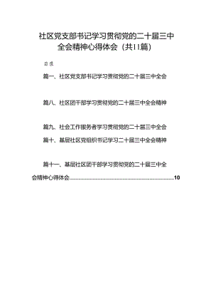 （11篇）社区党支部书记学习贯彻党的二十届三中全会精神心得体会汇编.docx