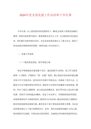 2024年党支部党建工作总结和下步打算.docx