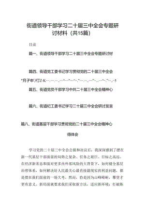 （15篇）街道领导干部学习二十届三中全会专题研讨材料（精选）.docx