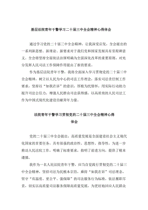 （12篇）基层法院青年干警学习二十届三中全会精神心得体会范文.docx