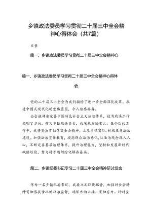 乡镇政法委员学习贯彻二十届三中全会精神心得体会（共7篇）.docx