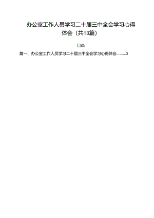 （13篇）办公室工作人员学习二十届三中全会学习心得体会（精选）.docx