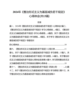 （13篇）2024年《整治形式主义为基层减负若干规定》心得体会（精选）.docx