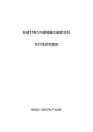 新建110万吨腐植酸功能肥项目可行性研究报告.docx
