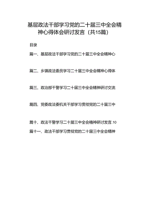（15篇）基层政法干部学习党的二十届三中全会精神心得体会研讨发言范文.docx