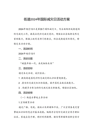2024年街道办事处关于开展国际减灾日活动方案.docx