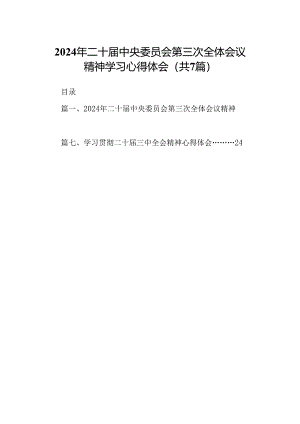 2024年二十届中央委员会第三次全体会议精神学习心得体会【7篇】.docx