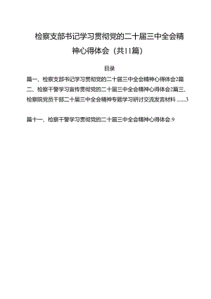 检察支部书记学习贯彻党的二十届三中全会精神心得体会（共11篇）.docx