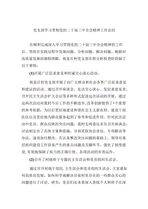 （9篇）党支部学习贯彻党的二十届三中全会精神工作总结（最新版）.docx