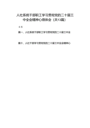 （13篇）人社系统干部职工学习贯彻党的二十届三中全会精神心得体会范文.docx