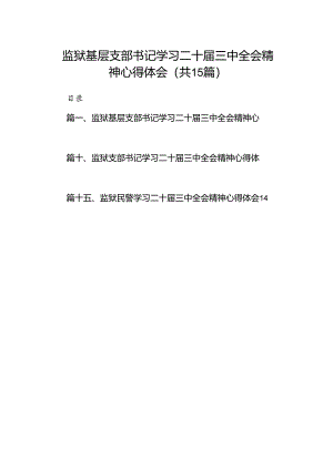（15篇）监狱基层支部书记学习二十届三中全会精神心得体会（详细版）.docx