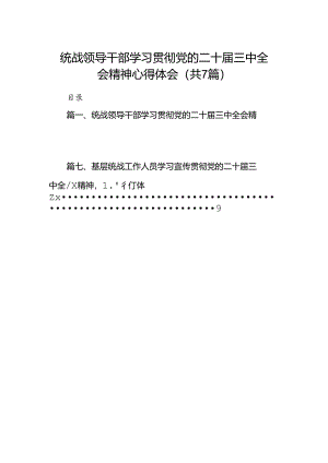 统战领导干部学习贯彻党的二十届三中全会精神心得体会（共7篇）.docx