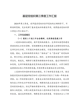 基层党组织第三季度工作汇报.docx