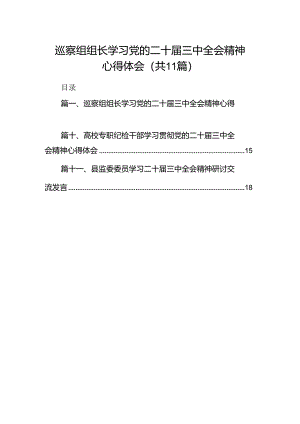 （11篇）巡察组组长学习党的二十届三中全会精神心得体会范文.docx