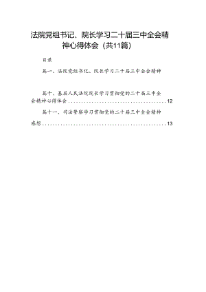 （11篇）法院党组书记、院长学习二十届三中全会精神心得体会（精选）.docx