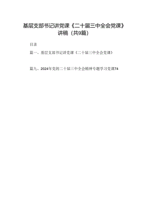 (9篇)基层支部书记讲党课《二十届三中全会党课》讲稿（精选）.docx