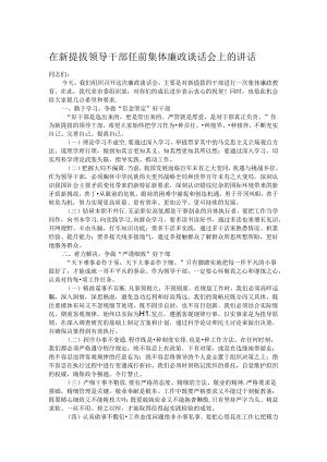 在新提拔领导干部任前集体廉政谈话会上的讲话.docx